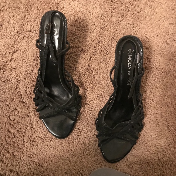 Moda Rossi Black Glitter Heels - Picture 2 of 3